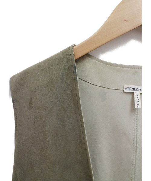 HERMES（エルメス）HERMES (エルメス) スウェードベスト グレージュ サイズ:-の古着・服飾アイテム