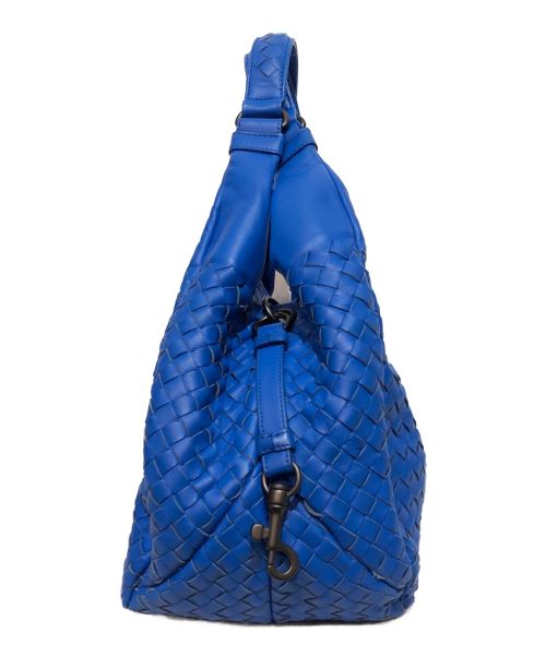 BOTTEGA VENETA（ボッテガベネタ）BOTTEGA VENETA (ボッテガベネタ) イントレチャート ミディアム カンパーナ ハンドバッグ ブルーの古着・服飾アイテム
