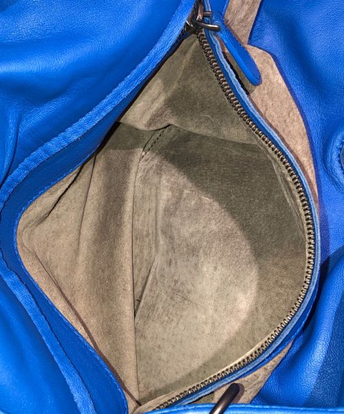 BOTTEGA VENETA（ボッテガベネタ）BOTTEGA VENETA (ボッテガベネタ) イントレチャート ミディアム カンパーナ ハンドバッグ ブルーの古着・服飾アイテム