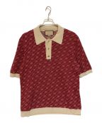 GUCCIグッチ）の古着「21-22AW GGダイアゴナル シルク ポロセーター ポロシャツ」｜レッド