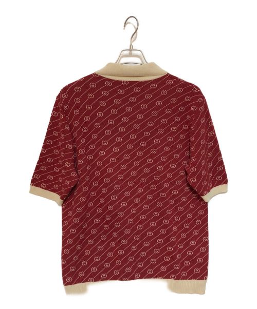 GUCCI（グッチ）GUCCI (グッチ) 21-22AW GGダイアゴナル シルク ポロセーター ポロシャツ レッド サイズ:Lの古着・服飾アイテム