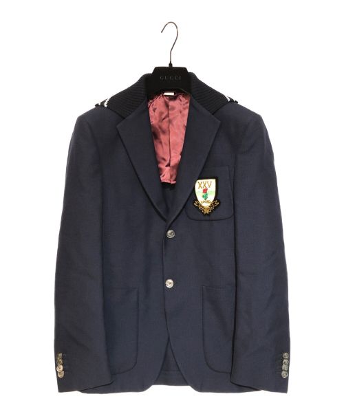 GUCCI（グッチ）GUCCI (グッチ) BRIND FOR LOVE 2B テーラードジャケット ネイビー サイズ:44の古着・服飾アイテム
