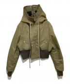RICK OWENSリックオウエンス）の古着「CROPPED ALICE PARKA JACKET クロップドジップアップブルゾン クロップド アリスパーカー ナイロンボンバージャケット RR02C7713-BR」｜グリーン