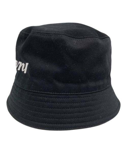 MARNI（マルニ）MARNI (マルニ) ロゴ刺繍コットンツイルバケットハット ブラック サイズ:Mの古着・服飾アイテム