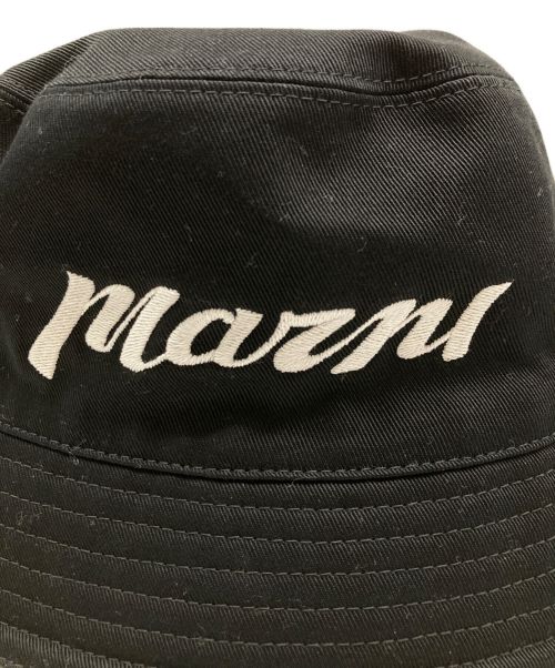 MARNI（マルニ）MARNI (マルニ) ロゴ刺繍コットンツイルバケットハット ブラック サイズ:Mの古着・服飾アイテム