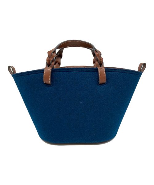 ANYA HINDMARCH（アニヤ・ハインドマーチ）ANYA HINDMARCH (アニヤハインドマーチ) フェルトハンドバッグ ネイビーの古着・服飾アイテム