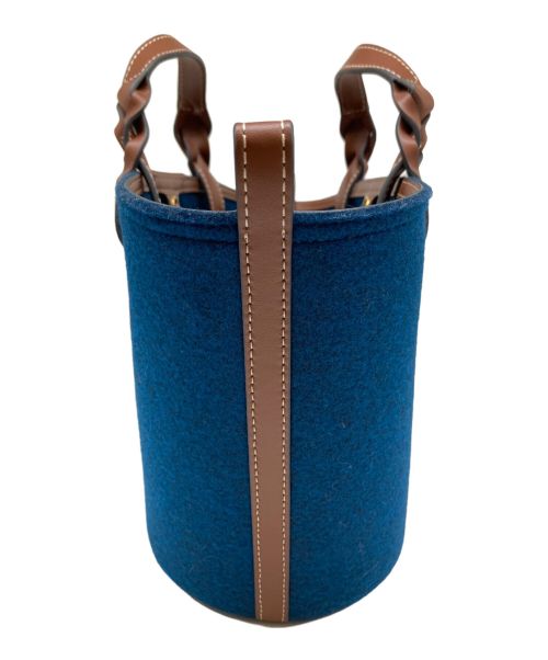 ANYA HINDMARCH（アニヤ・ハインドマーチ）ANYA HINDMARCH (アニヤハインドマーチ) フェルトハンドバッグ ネイビーの古着・服飾アイテム