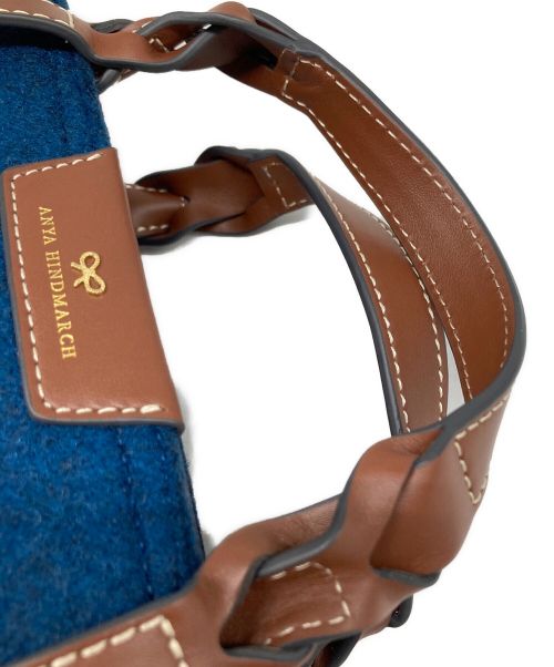 ANYA HINDMARCH（アニヤ・ハインドマーチ）ANYA HINDMARCH (アニヤハインドマーチ) フェルトハンドバッグ ネイビーの古着・服飾アイテム