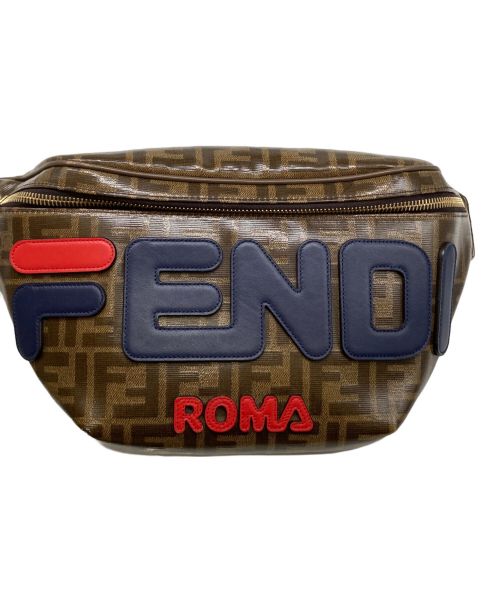 FENDI（フェンディ）FENDI (フェンディ) FILA (フィラ) PVCウエストバッグ ブラウンの古着・服飾アイテム