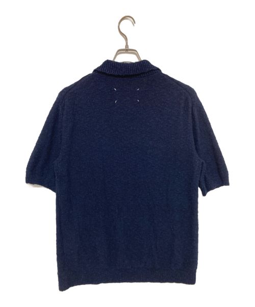 Maison Margiela（メゾンマルジェラ）Maison Margiela (メゾンマルジェラ) コットンナイロンブークレニットポロシャツ ネイビー サイズ:Mの古着・服飾アイテム
