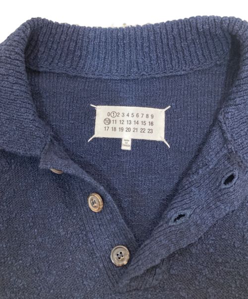 Maison Margiela（メゾンマルジェラ）Maison Margiela (メゾンマルジェラ) コットンナイロンブークレニットポロシャツ ネイビー サイズ:Mの古着・服飾アイテム