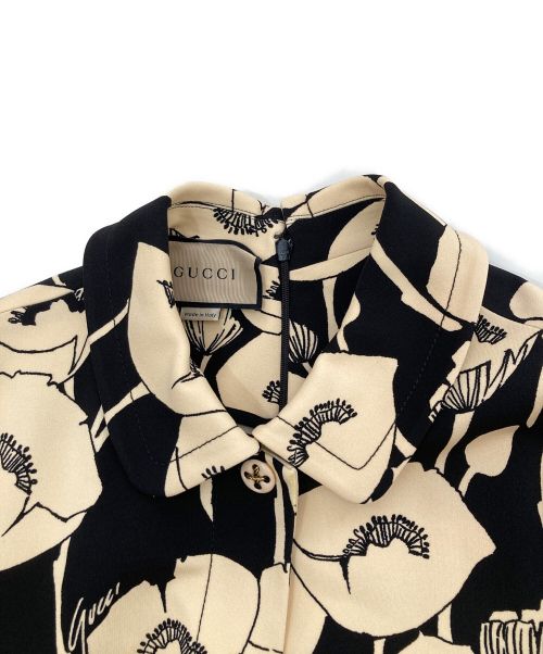GUCCI（グッチ）GUCCI (グッチ) ポピーフラワープリントワンピース ブラック サイズ:Ｓの古着・服飾アイテム