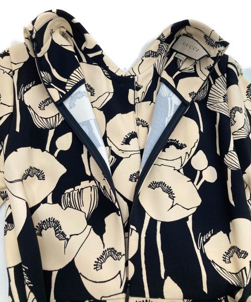 GUCCI（グッチ）GUCCI (グッチ) ポピーフラワープリントワンピース ブラック サイズ:Ｓの古着・服飾アイテム