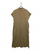 AURALEEオーラリー）の古着「HARD TWIST WOOL DOUBLE FACE CHECK SLEEVELESS ONEPIECE」｜ブラウン