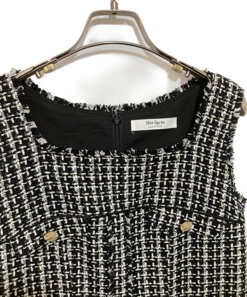 HER LIP TO（ハーリップトゥ）Her lip to (ハーリップトゥ) May Tweed Mini Dress ブラック サイズ:Sの古着・服飾アイテム