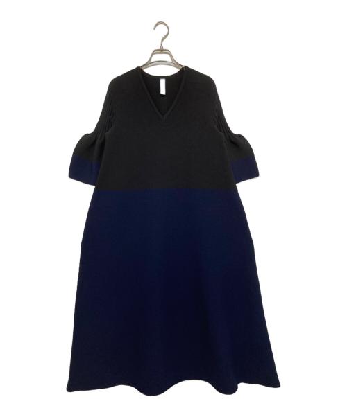 CFCL（シーエフシーエル）CFCL (シーエフシーエル) POTTERY SHORT BELL SLEEVE FLARE DRESS ネイビー サイズ:1の古着・服飾アイテム