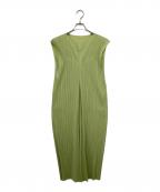 PLEATS PLEASEプリーツプリーズ）の古着「プリーツワンピース」｜グリーン