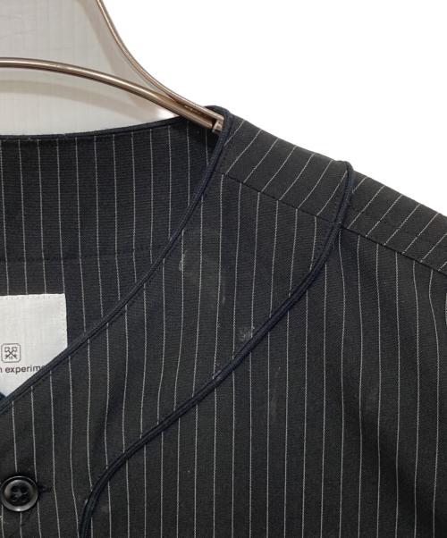 uniform experiment（ユニフォームエクスペリメント）uniform experiment (ユニフォームエクスペリメント) PIN STRIPE S/S BASEBALL SHIRT ブラック サイズ:2の古着・服飾アイテム