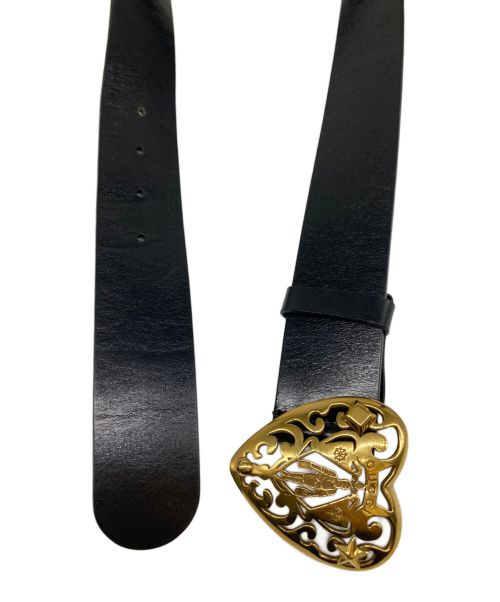 GUCCI（グッチ）GUCCI (グッチ) ハートクレストレザーベルト ブラックの古着・服飾アイテム