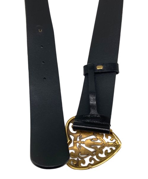 GUCCI（グッチ）GUCCI (グッチ) ハートクレストレザーベルト ブラックの古着・服飾アイテム