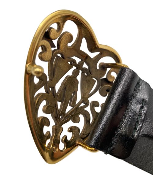 GUCCI（グッチ）GUCCI (グッチ) ハートクレストレザーベルト ブラックの古着・服飾アイテム