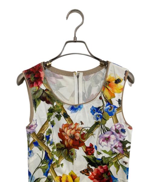 DOLCE & GABBANA（ドルチェ＆ガッバーナ）DOLCE & GABBANA (ドルチェ＆ガッバーナ) FLORAL BAMBOO PRINT MINI DRESS ホワイト サイズ:40の古着・服飾アイテム