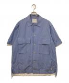 sacai×THOMAS MASONサカイ×トーマスメイソン）の古着「半袖コットンフルボタンストライプシャツ」｜ブルー