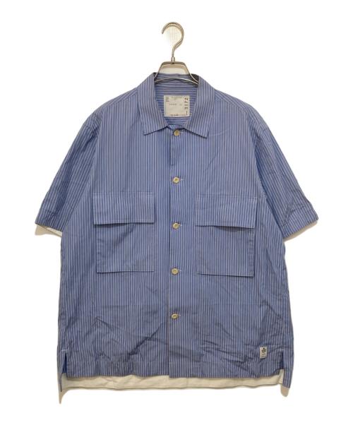 sacai（サカイ）sacai (サカイ) THOMAS MASON (トーマスメイソン) 半袖コットンフルボタンストライプシャツ ブルー サイズ:3の古着・服飾アイテム