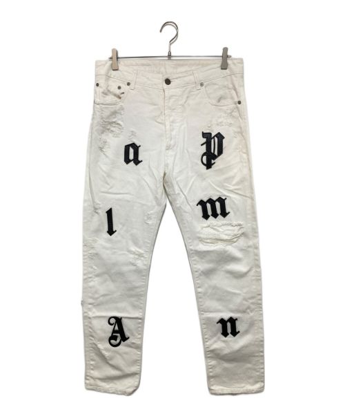 Palm Angels（パーム エンジェルス）Palm Angels (パーム エンジェルス) ロゴパッチ デニムパンツ ホワイト サイズ:W32（81㎝）の古着・服飾アイテム