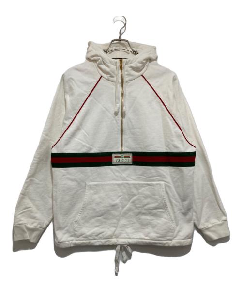 GUCCI（グッチ）GUCCI (グッチ) ウェブ ストライプ コットンジャージー スウェットシャツ ホワイト サイズ:Sの古着・服飾アイテム