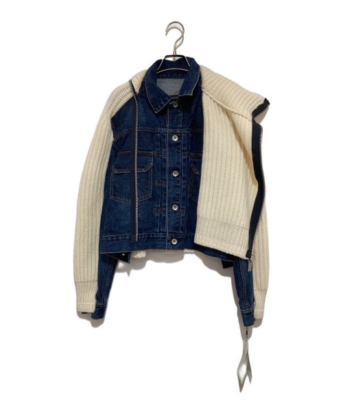 sacai（サカイ）sacai (サカイ) デニム×ニットブルゾン ホワイト サイズ:2の古着・服飾アイテム