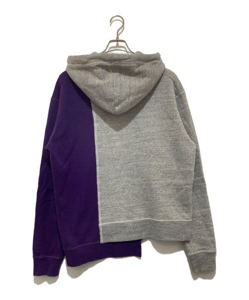 DSQUARED2（ディースクエアード）DSQUARED2 (ディースクエアード) ASYMMETRIC TWOTONE HOODIE グレー サイズ:Sの古着・服飾アイテム