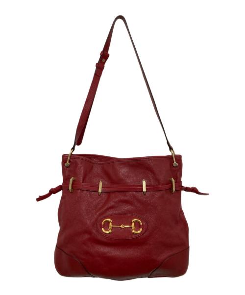 GUCCI（グッチ）GUCCI (グッチ) ホースビットレザーショルダーバッグ 602089 レッドの古着・服飾アイテム
