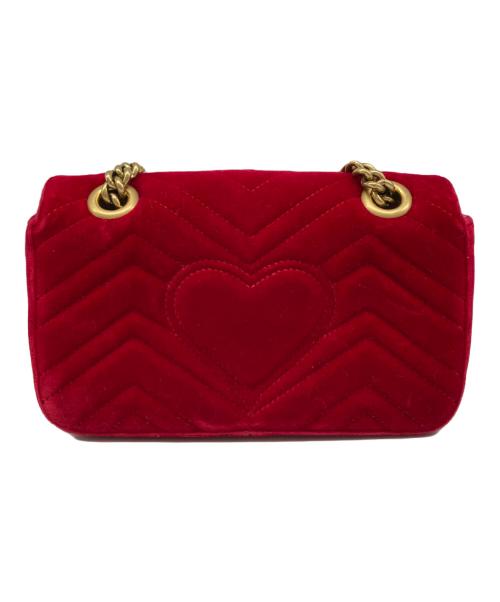 GUCCI（グッチ）GUCCI (グッチ) GGマーモント ベルベット チェーンショルダーバッグ 446744 レッドの古着・服飾アイテム