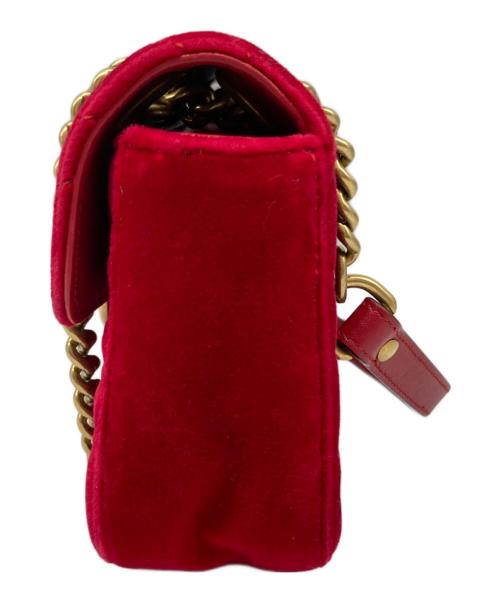 GUCCI（グッチ）GUCCI (グッチ) GGマーモント ベルベット チェーンショルダーバッグ 446744 レッドの古着・服飾アイテム