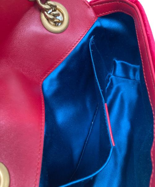 GUCCI（グッチ）GUCCI (グッチ) GGマーモント ベルベット チェーンショルダーバッグ 446744 レッドの古着・服飾アイテム