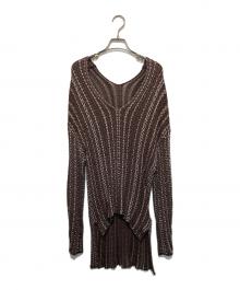 Mame Kurogouchi（マメクロゴウチ）の古着「V Neck Jacquard Knitted Pullover」｜ブラウン