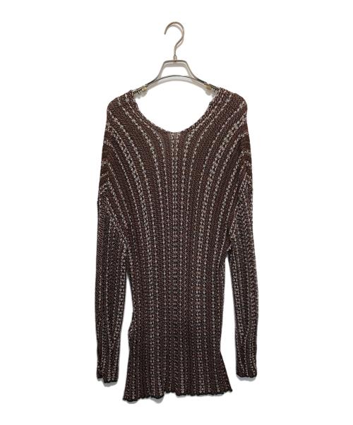 Mame Kurogouchi（マメクロゴウチ）Mame Kurogouchi (マメクロゴウチ) V Neck Jacquard Knitted Pullover ブラウン サイズ:Sの古着・服飾アイテム