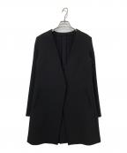 SOEJUソージュ）の古着「ストレッチファインロングノーカラージャケット」｜ブラック