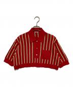 MIU MIUミュウミュウ）の古着「クロップドストライプポロシャツ」｜レッド