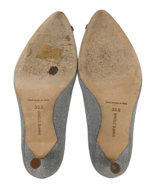 Manolo Blahnik（マノロブラニク）Manolo Blahnik (マノロブラニク) HANGISI GLITTERパンプス シルバー サイズ:351/2の古着・服飾アイテム