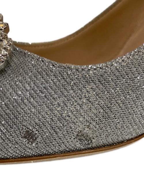 Manolo Blahnik（マノロブラニク）Manolo Blahnik (マノロブラニク) HANGISI GLITTERパンプス シルバー サイズ:351/2の古着・服飾アイテム