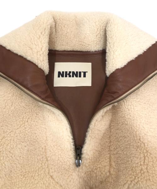 NKNIT（ンニット）NKNIT (ンニット) vegan mouton half zip BIG ベージュの古着・服飾アイテム