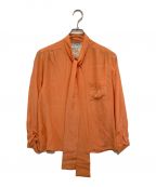 CHANELシャネル）の古着「シルクボウタイブラウス」｜オレンジ