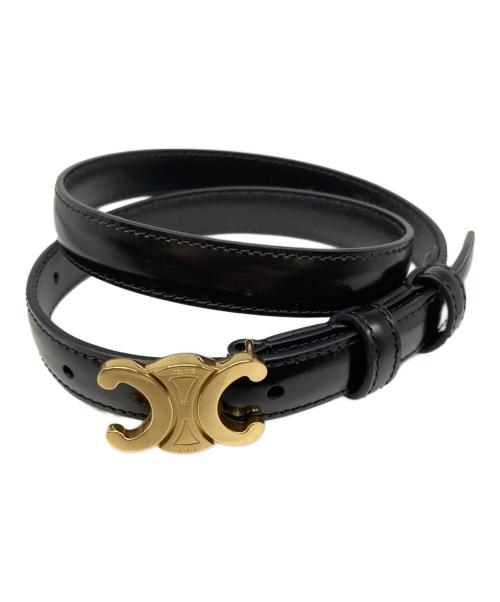 CELINE（セリーヌ）CELINE (セリーヌ) スモールトリオンフレザーベルト ブラック サイズ:65の古着・服飾アイテム