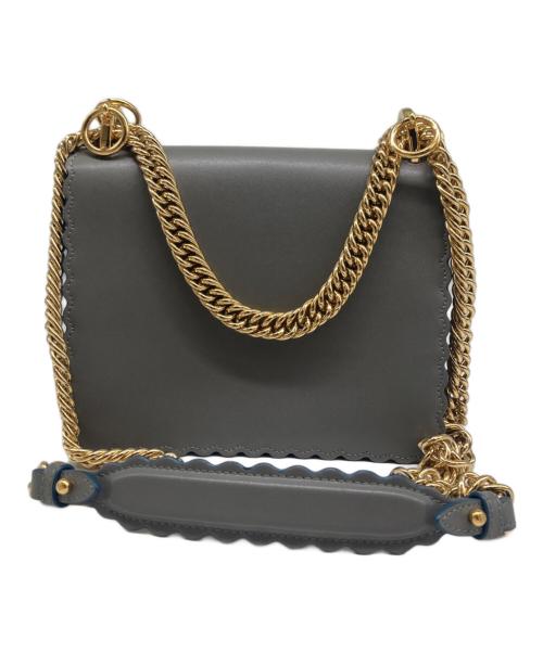 FENDI（フェンディ）FENDI (フェンディ) ミニキャナイ レザー チェーンショルダーバッグ 8M0381 グレーの古着・服飾アイテム