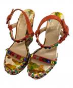 Christian Louboutinクリスチャン・ルブタン）の古着「ウェッジソールサンダル」｜オレンジ