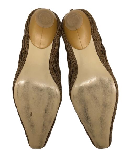 Mame Kurogouchi（マメクロゴウチ）Mame Kurogouchi (マメクロゴウチ) Cord Embroidery Egg Heel Pumps ブラウン サイズ:２３1/2の古着・服飾アイテム