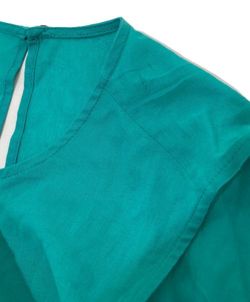 ANAYI（アナイ）ANAYI (アナイ) チンツオーガンジーギャザー ワンピース グリーン サイズ:34の古着・服飾アイテム