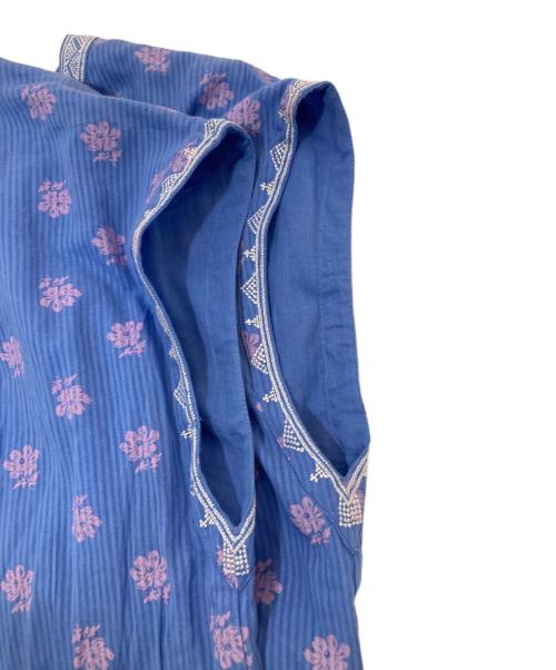 ne quittez pas（ヌキテパ）ne quittez pas (ヌキテパ) Dobby Stripe Flower Print Sleeveless Dress ブルー サイズ:Mの古着・服飾アイテム